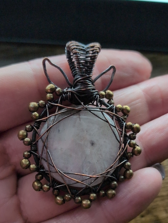 Jewelry - Handcrafted Moonstone Wire-Wrapped Pendant Necklace